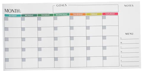 OUNONA Wandkalender ohne Datum zum Wiederholen für Tages und Monatsplanung Beschreibbare Whiteboard-tafel zum Abwischen Leeres Kalenderblatt zum Anpassen