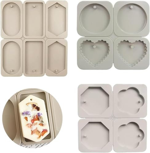 3 PCS Resin Moulds with Hanging Holes, Floral Epoxy Resin Mould Reusable Different Shapes Silicone Coaster Moulds for DIY Craft Art Making Desktop Decorations