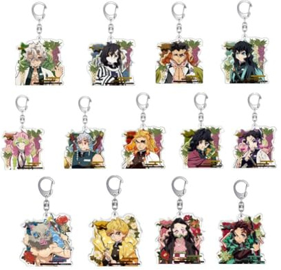 Feidiao Ghost Killing Schlüsselanhänger KamadoTanjirou Acryl Schlüssel Anhänger TokitouMuichirou Chibi Figur Schlüsselring Tasche Dekor Zubehör 13pcs