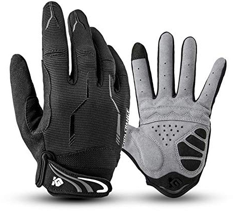 I Kua Fly Vollfinger Fahrradhandschuhe Männer Touchscreen Kompatibel MTB Handschuhe mit Gel für Herren Damen (Schwarz, S)