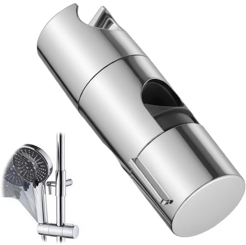 OIHCAZ Universal Shower Head Holder, Adjustable 18-25mm Shower Holder for Slide Bar, No Drilling Clamp Rotation Sprayer Holder Detachable Slider Clamp for Bathroom