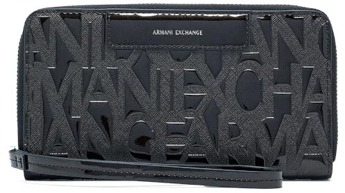 Armani Exchange Woman Liz Patent Zip Around Versatile Multi Pocket Including Zipped Pocket Black