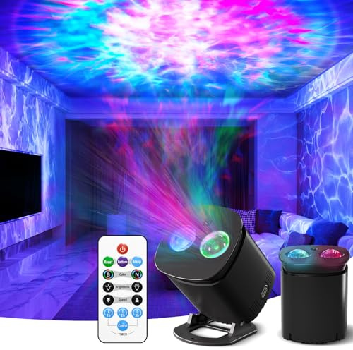 KIBTOY Galaxy Projector Light for Bedroom, Night Light Projector with Sunset Lamp & Remote, LED Star Projectors 49 Color Modes Adjustable Speed & Brightness Party Room Decor Teen Girl Boy Gift (Black)