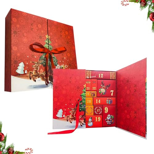 Adventskalender zum Befüllen karton,Advent Calendar for Filling, 24 Colourful Boxes for Standing and Filling,xxl,Reusable, Children and Adults, Christmas Calendar, 33.00 x 30 x 8m-1set