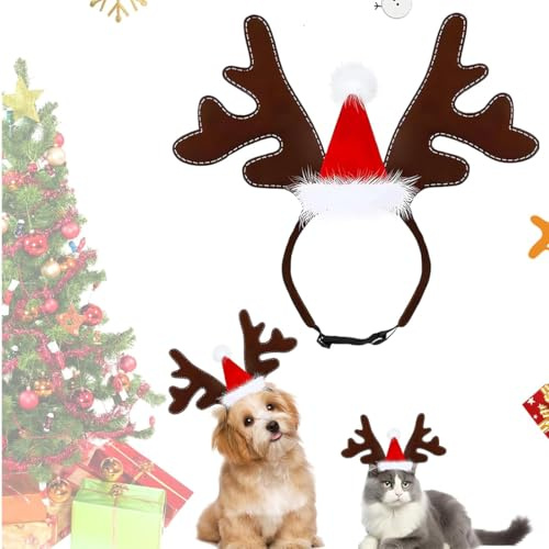 OIXEYA Deguisement Chien, Deguisement Noel Chien, Couvre-Chef de Wapiti, Réglable, Adapté aux Petits Animaux, Noël, Festif, Marron, Coton, Hiver