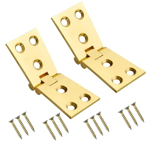 Gutol 2pcs Heavy Duty Polished Brass Counter Flap Hinges 104mm x 39mm Bar Flap Hatch Open Up Fittings with Fixing Screws for Pub Shop Counter