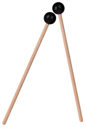 2 Stück Holz Gummischlägel für Xylophon und Glockenspiel, Schwarz | Kompakt und Leicht, Glatte Oberfläche, für Haus und Schulorchester, Angenehmer Griff Zufälliger Stil
