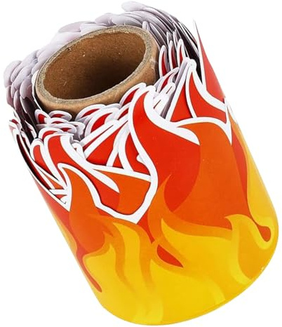 Künstliche Feuer Dekoration für Party und Schule, 7, 5cm X 10m | Realistisches Flammenmotiv, Papierrolle in Rot und Orange, für Thematische Feier und Klassenzimmer