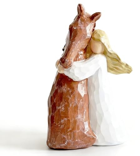Pferde Mädchen Geschenk Statue, Handbemalte Pferd Figur Geschenke, Pferd Dekor Geschenke für Pferdeliebhaber, Freundschaftsfigur, leise Stärke, Figur, für Geburtstag Weihnachten Freundschaft Ornament