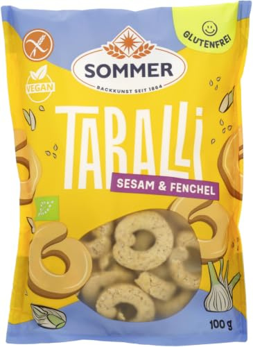 Sommer & Co. Bio Glutenfreie Taralli Sesam & Fenchel, 100g, vegan - Bio Gebäck & Snacks in bester Qualität 1 x 100 g
