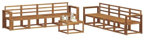 vidaXL Outdoor-Sofagarnitur 9 pcs Natur Massivholz Akazie, Akazienholz Garten Sofa Set, modernes Outdoor Lounge, stylische Terrassenmöbel, Bequeme Sitzgelegenheit für Treffen