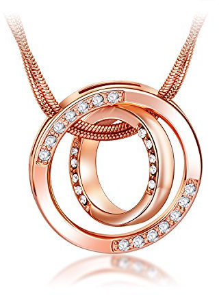 ATEIELLI Collier avec pendentif doublé Emboîtement cercle plaqué or rose Femme Cadeau #JW-C19