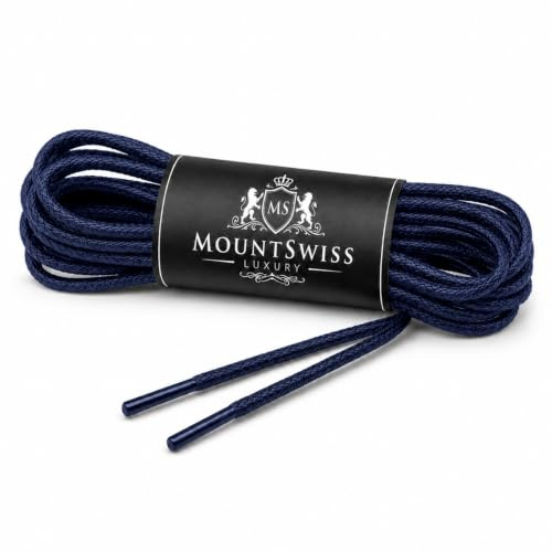 Mount Swiss Business Schnürsenkel dünn rund gewachst Anzugschuhe | Gewachste Baumwolle, wasserabweisend & reißfest, ø 2-3 mm - Schuhbänder / shoe laces für Oxford, Derby, Lederschuhe