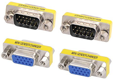 VCE 4 Pack HD15 VGA SVGA 2 Male to Male and 2 Female to Female Mini Gender Changer Coupler Adapter
