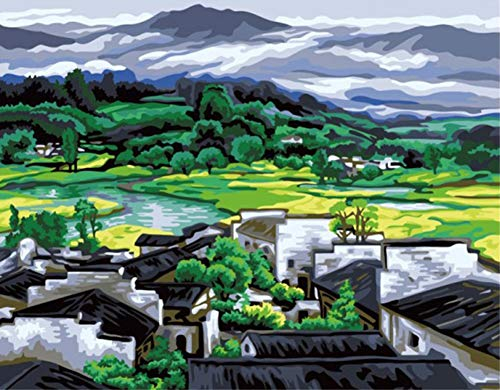 ABEUTY Malen nach Zahlen für Erwachsene Anfänger – Landlandschaft 40,6 x 50,8 cm Zahlen-Gemälde Anti-Stress-Spielzeug (kein Rahmen)