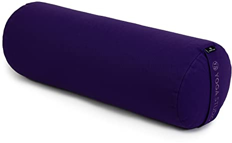Yoga Studio Yoga Bolster Cushion | EU Organic Buckwheat Hulls Filling | (GOTS Certified) | Removable Washable Organic Cotton Outer Cover | Great for Yoga, Meditation (Purple)