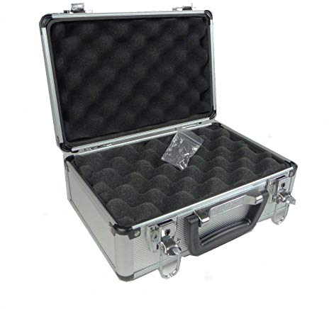 BUZE Aluminium Pistolenkoffer, Waffenkoffer Außenmaße 270X185X115mm Universalkoffer 2,7 Liter mit Schlösser und 2 Schlüsseln