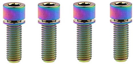 Yaruijia Titan-Bolzen M7 x 20 mm M7 x 25 mm Innensechskantschrauben mit Unterlegscheibe für Fahrradteile, 4 Stück (M7 x 25 mm, Regenbogen)