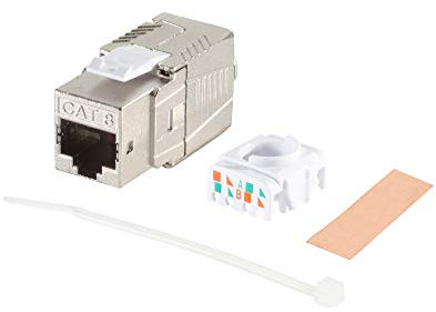 1aTTack.de 1 x CAT 8-10 x Keystone RJ45 sans outil CAT8 Key Stone boîtier métallique blindé 40Gbit s compatible avec Cat5 Cat6 Cat7 1 pièce Cat8 Keystone Cat8 Keystone