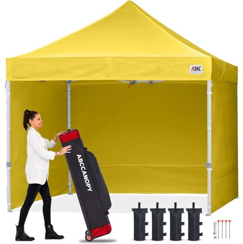 ABCCANOPY Pop-Up-Pavillon mit Seitenwänden und Türwand, kommerzielle Unterstände, bietet sofort Schatten und hält Regen ab, verbesserte Rolltasche, 4 Gewichtssäcke, Heringe und Seile als Bonus