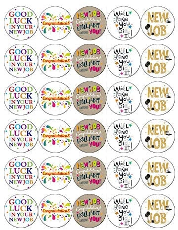 30 New Job Congratulations Cupcake Toppers Edible Wafer Paper Fairy Cake Toppers Birthday Cakes