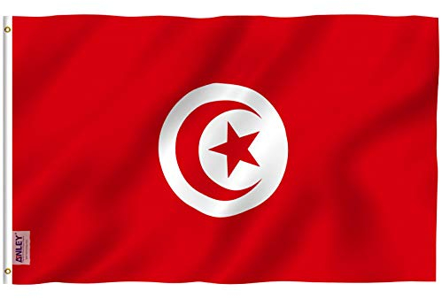 Anley Fly Breeze 3x5 Pieds Drapeau Tunisie - Couleur vive et résistant à la décoloration UV - en-tête de Toile et Double Couture - Drapeaux tunisiens Polyester avec Oeillets en Laiton 3 X 5 pi