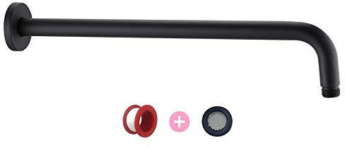 Matt Black 16 Inch Shower Extension Arm, Rainfall Shower Head Arm with Flange, Stainless Steel