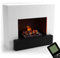 GLOW FIRE Wasserdampf Kamin HAUPTMANN (Standkamin) - Elektrokamin mit realistischen LED 3D-Flammen, Knistereffekt & Fernbedienung, 110x90x45 cm - Opti-Myst 500 Elektro Kamin mit Holz-Deko, Weiß