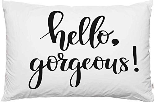 EKOBLA Kissenbezug mit Aufschrift Hello Gorgeous Letter Zitat, handgeschrieben, abstraktes Dekor, Lendenwirbelkissen, Kissen für Sofa, Couch, Bett, Standardgröße, Queen-Size-Größe 50,8 x 76,2 cm