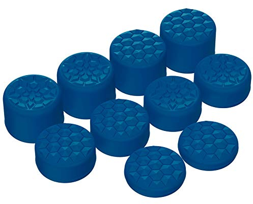 playvital Blue Ergonomic Stick Caps Thumb Grips for PS5 for PS4, Xbox Series X/S, Xbox One, Xbox One X/S, Switch Pro Controller - with 3 Height Convex and Concave - Diamond Grain & Crack Bomb Design