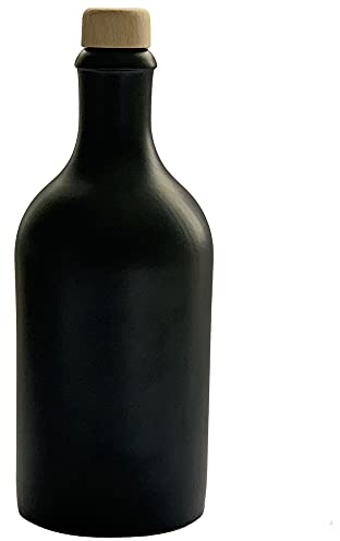 Ölflasche 500 ml Ölspender Steingut Schwarz mit Ausgießer Flasche Made in Germany