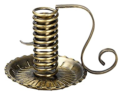 NKlaus Spiral-Leuchter antik Messing Höhe: 12cm Handleuchter Kerze Ø 2-2,5cm Dekoleuchter 10895