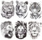 AIBAOBAO 6 Blatt Löwe Tiger Tiere Temporäre Tattoos, 3D Klebe-Tattoos, Aufkleber Löwe Tiger Tattoo Sticker für Männer Frauen, Wasserdicht Schwarz Schmerzlos Fake Tattoo Karosserie Rücken Arme Brust