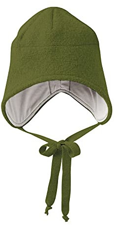 Disana WALK-MÜTZE, 100% Bio-Merinowolle GOTS, IVN Best – Futter: 100% Bio-Baumwolle | Besonders warme und weiche Wintermütze | Baby Kleinkind Kind Unisex | Made in Germany | Oliv Gr. 3