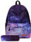 Schüler Rucksack Lila Sternenklarer Himmel Galaxis Schulrucksack 2-Teiliges Set und Mäppchen Tagesrucksack für Lässiger Sports Backpack Reise Draussen (Lila, 30 CM x 17 CM x 40 CM)