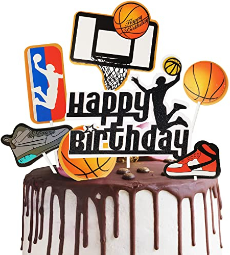 Doyomtoy 7 Stück Basketball Kuchen Set, Tortendeko Geburtstag, Kuchendeko, Basketball Topper, Kuchenstecker, Basketball-SzeneThemen Geburtstag Partydekoratione