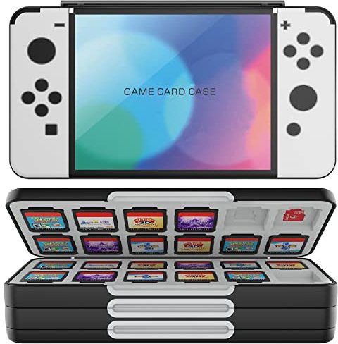 HEIYING Étui pour Cartes de Jeu pour Nintendo Switch 2/OLED/Lite, Boîte de Rangement pour Cartes Portable Motif Personnalisé avec 72 Emplacement pour Carte de Jeu et 24 Emplacement pour Carte Micro SD