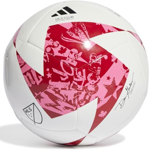adidas MLS Club Pallone da calcio, bianco/rosso/rosa solare, 3