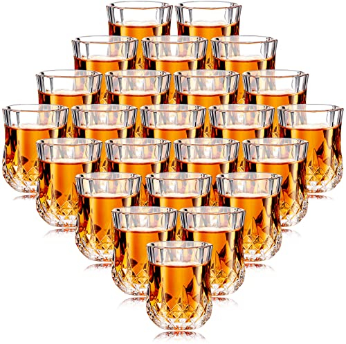 1.7oz Mini Shot Glasses Set Tasting Glasses Heavy Base Clear Shot Glass Cute Cordial Glasses Mini Wine Glasses for Serving Whiskey, Wine, Juice (24 Pieces)