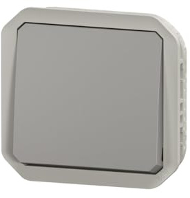 LEGRAND, Plexo New Feuchtraum-Aufputz-1-Fach Wechselschalter, Einsatz, 10 Ampere, 250 Volt, IP55 - IK08, Farbe: Grau, 069511L