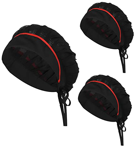 Lusofie 3 Stück Kochmütze Küche Kochen Haarnetz Küche Schwarz Verstellbare Mütze für Küche Kochen Servieren und Andere Arbeiten Hut Essen Herren Kochhaube Damen Schwarzer Hut Chef Hat