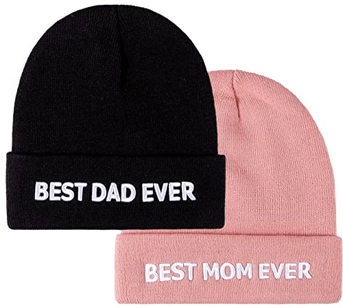 Lustige Weihnachtsgeschenke für Papa von Tochter Sohn, Beanie, Wintermütze, Weihnachtsstrumpffüller für Vater, Stiefvater, Ihn, Herren, Kint Dad and Mom, 7-7 5/8