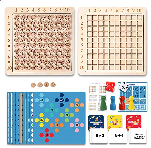OneNine Hölzerne Montessori Multiplikation 20 in 1 Mathe Board Game, 1x1 Rechnen Lernen Spiel Multiplikationsbrett Multiplikationslehrmittel für Die Frühkindliche Bildung