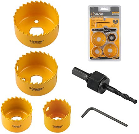 Hoteche 6-Piece Hole Saw Set - Versatile Hole Cutter Kit for Wood, Plastic, and Fiberboard - Clean, Accurate Cuts with Arbor Hole Drill - Compatible with Hand Drills, Drill Presses, and Rotary Tools