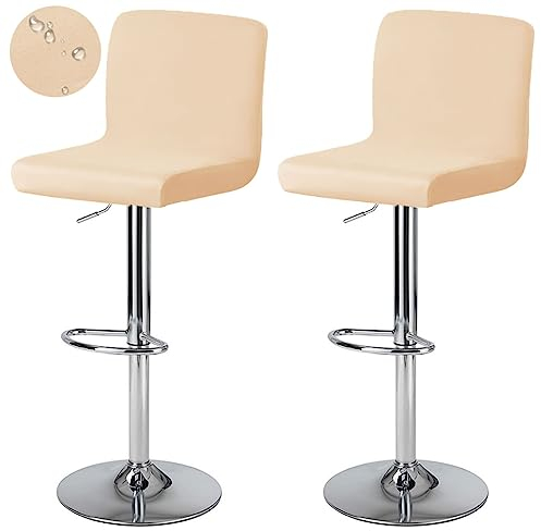 Levoberg Bezug für Barhocker, mit Rückenlehne, wasserdicht, Bezug für Esszimmerstühle, drehbar, dehnbar, 2-teilig, Beige-Gelb