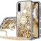 Miss Arts Funda para Huawei P30 Lite con Correa, [Silverback] Chicas y Mujeres Funda con Purpurina para teléfono móvil con Soporte para Anillo Funda Protectora para Huawei P30 Lite - Dorado