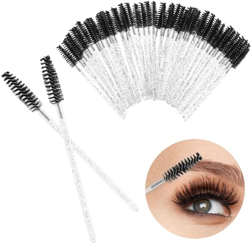 50 Stück Wimpernbürstchen, Einweg Kristall Wimpernbürste Pinsel Mascara Zauberstäbe Wimpernverlängerung Augenwimpern Applikator Pinsel Kristall Augen Make Up Tools für Beauty-Salon und Hausgebrauch