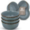 Vaisselle et Arts de la Table - Bols, Assiette Creuse - Ensemble de Services de Table, Bol Soupe Set 6 Bols à Müsli, Rustique en Grès - Pure Living en Bleu Fumé