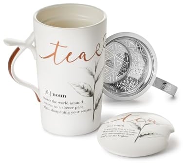 Cha Cult teemando® Teamug Iva New Bone China-Kräuterteetasse, matt mit Edelstahlsieb, 0,4 l H 15 cm, Ø 8,8 cm