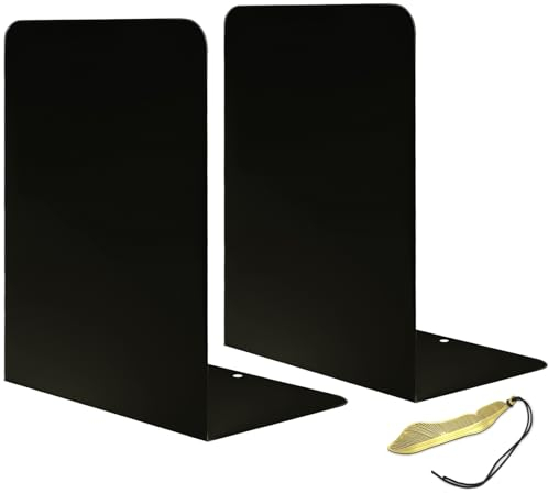 Qualsen Serre Livre Original Cale Livre Etagere Noir Presse Livre Metal Serre Livres 1 Paires Serre-Livres Bloc Livre pour Étagère pour Maison Bureau Écoles Bibliothèque